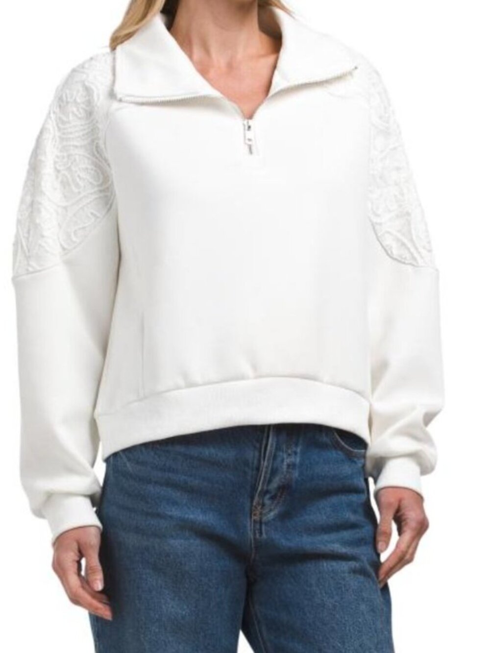 NANCY YANG Quarter Zip Jacket With Shoulder Detailing